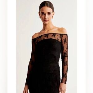 Long-Sleeve Lace Off-The-Shoulder Top